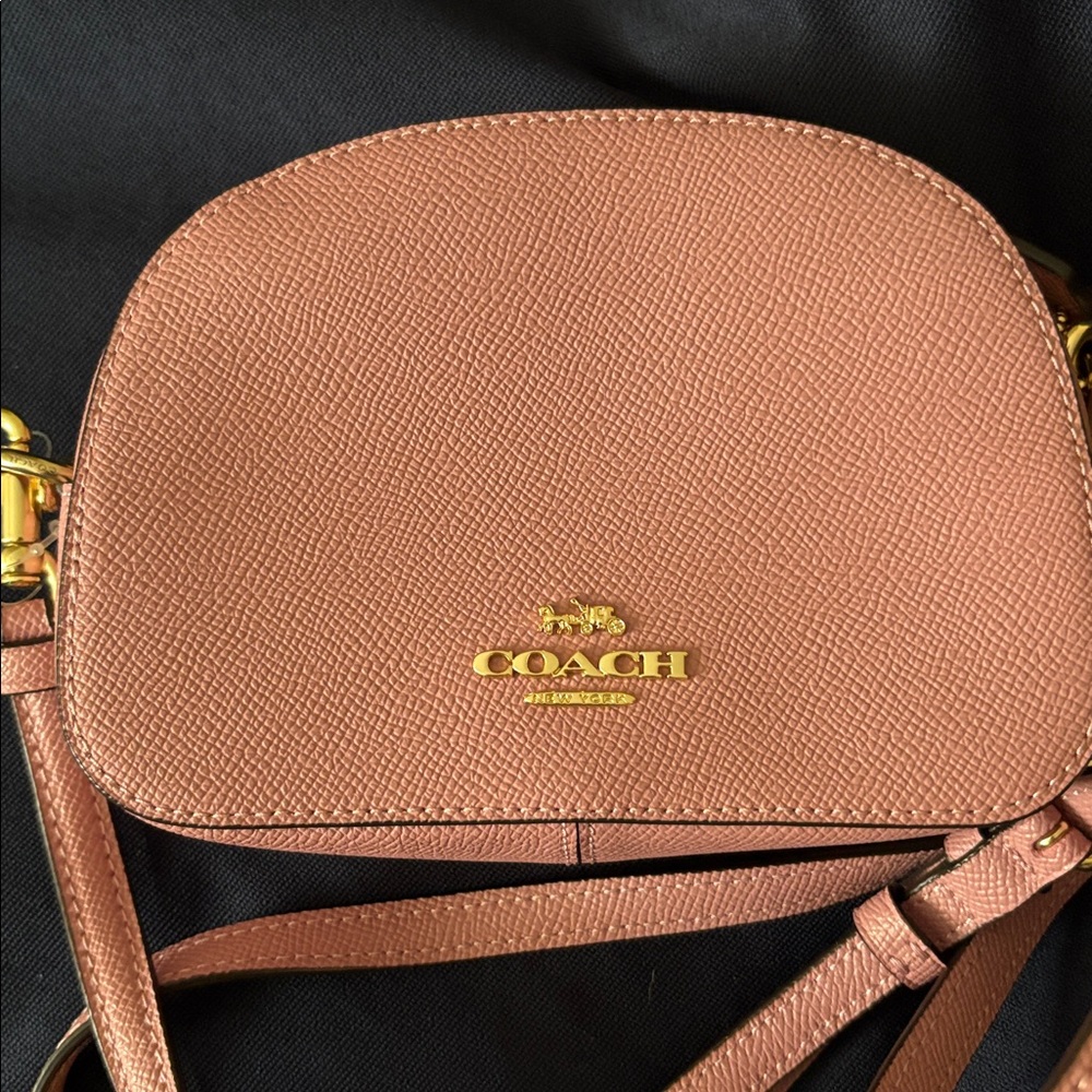 Coach Pebbled Crossbody Bag in Dusty Pink with Gold Hardware